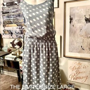 Dusty blue polka dot dress from The Limited